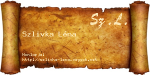 Szlivka Léna névjegykártya